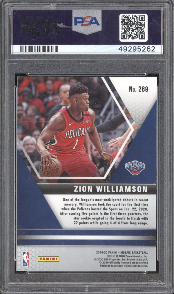 Zion Williamson 2019-20 Panini Mosaic 269 NBA Debut RC PSA 10