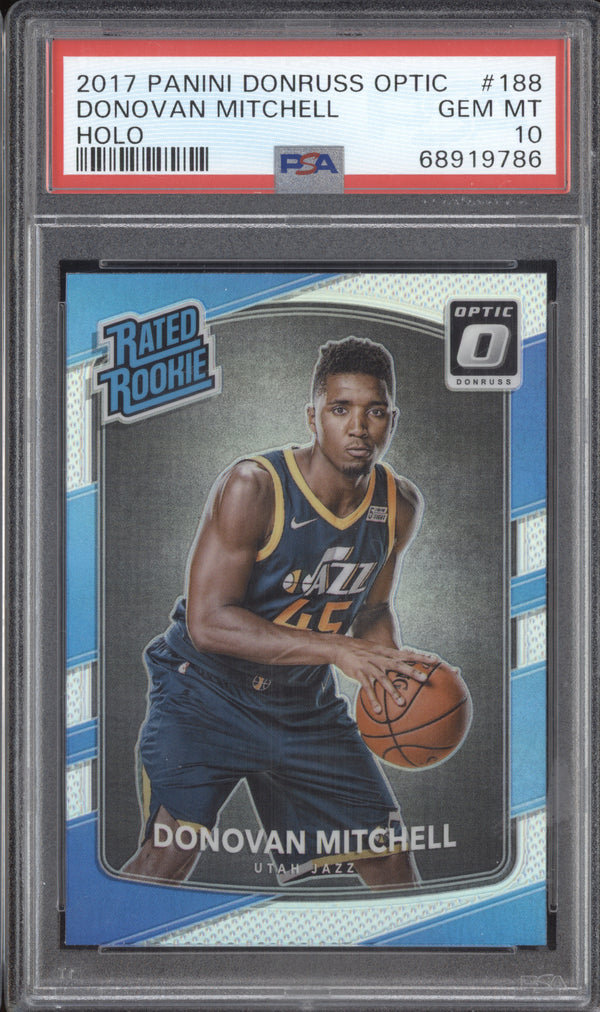 Donovan Mitchell 2017-18 Panini Donruss Optic 188 Holo RC PSA 10