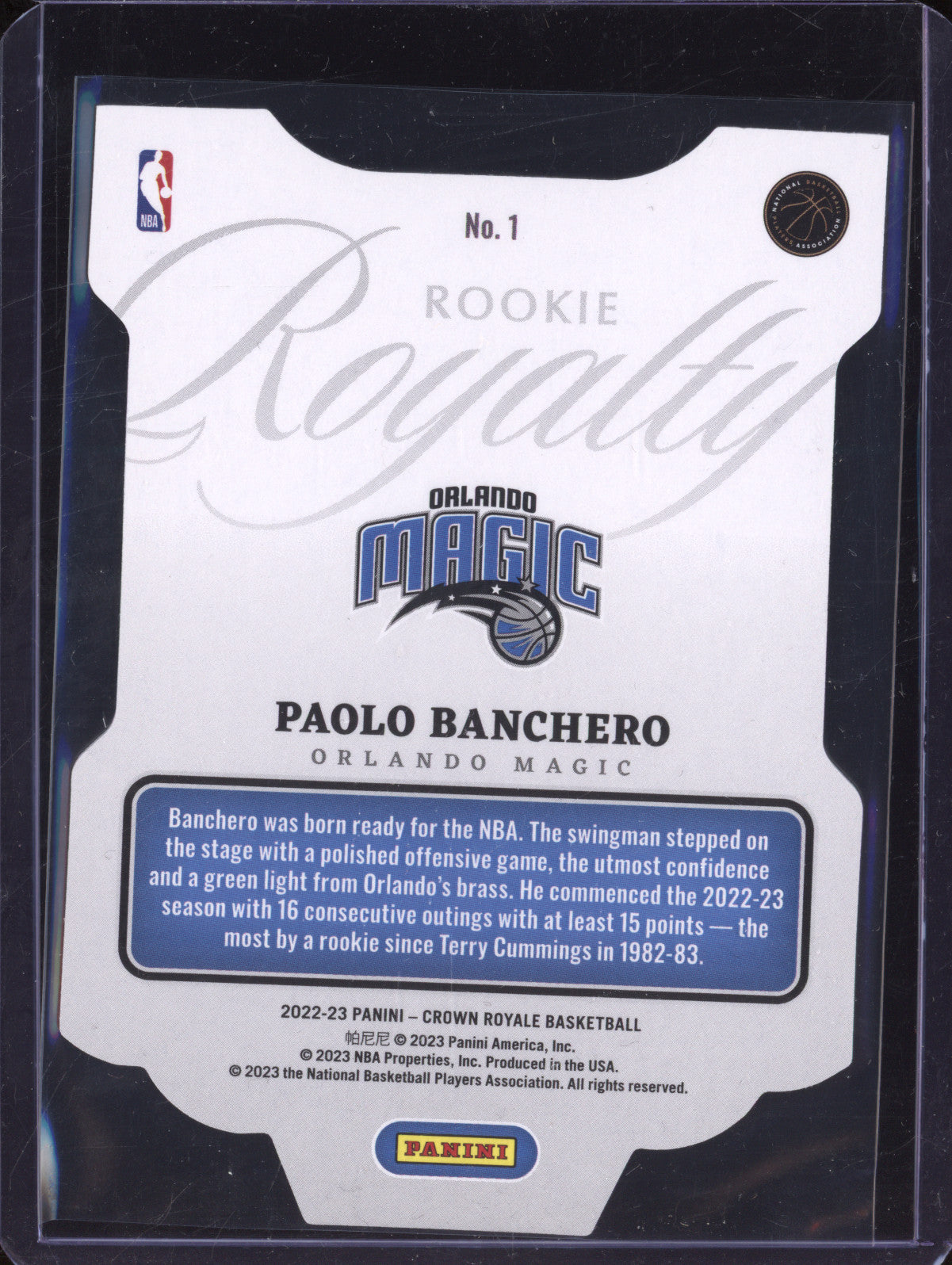 Paolo Banchero 2022-23 Panini Crown Royale 1 Rookie Royalty RC 35/99