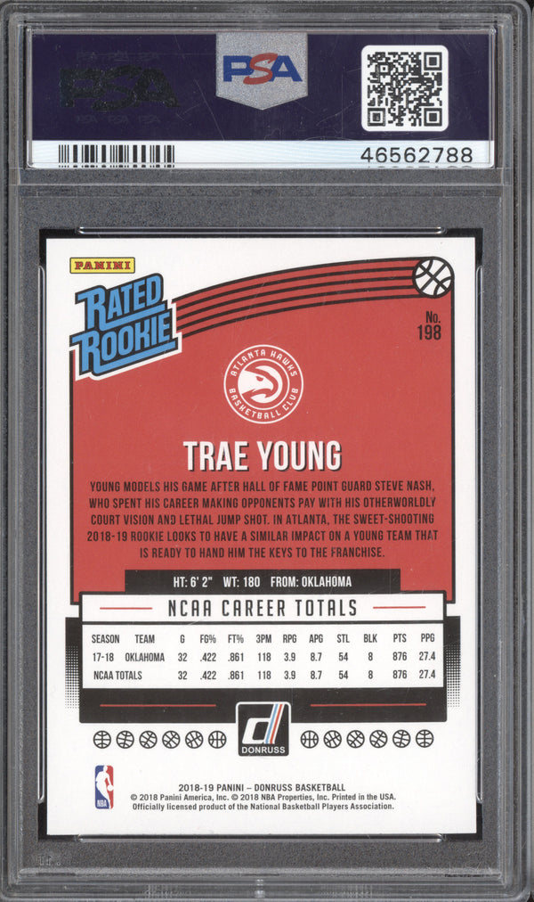 Trae Young 2018-19 Panini Donruss 198 RC PSA 10