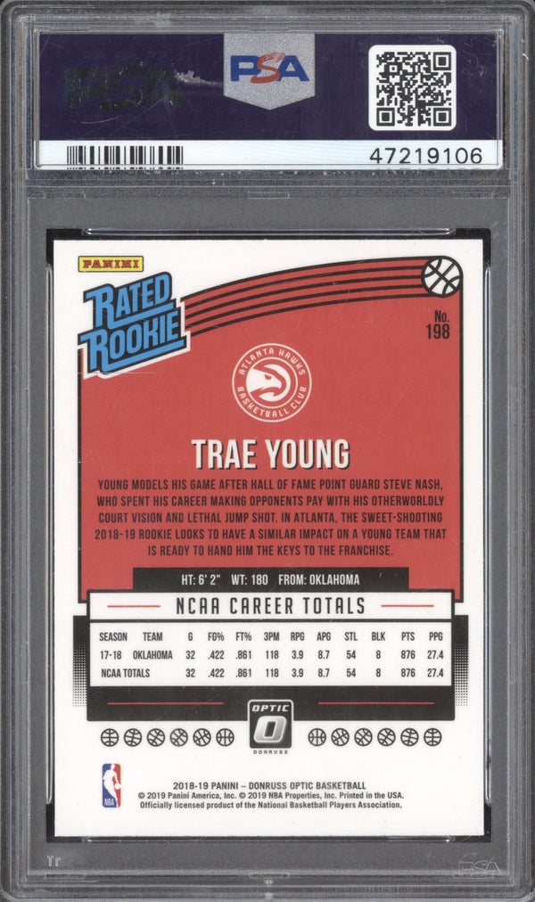 Trae Young 2018-19 Panini Donruss Optic 198 RC PSA 10