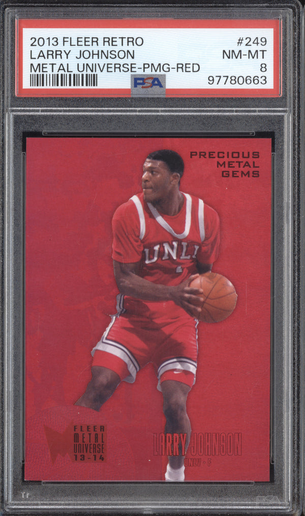 Larry Johnson 2013-14 Fleer Retro 249 Precious Metal Gems Red 89/150 PSA 8