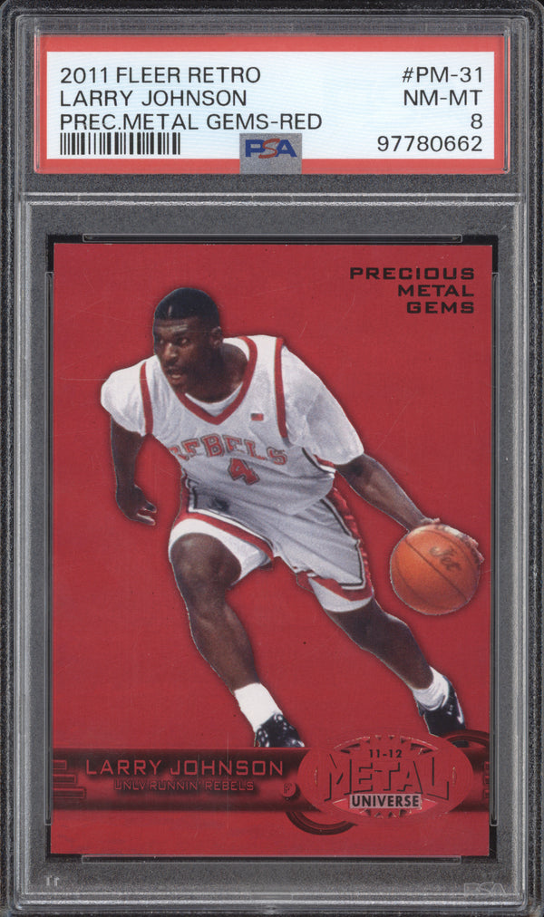 Larry Johnson 2011-12 Fleer Retro PM-31 Precious Metal Gems Red 68/150 PSA 8