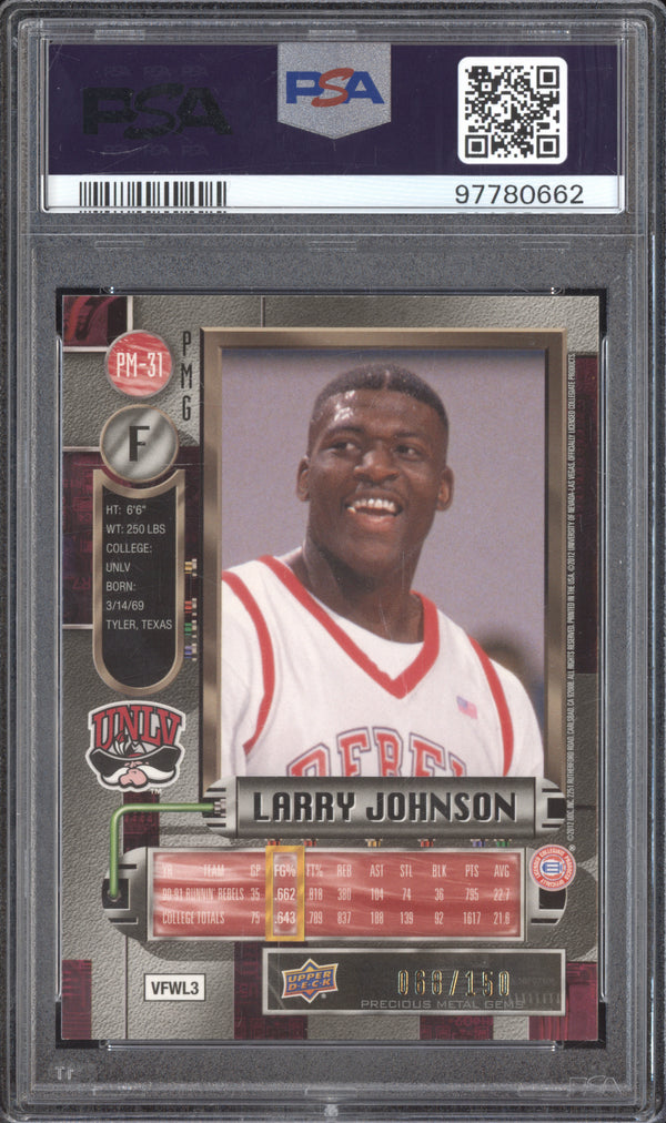 Larry Johnson 2011-12 Fleer Retro PM-31 Precious Metal Gems Red 68/150 PSA 8