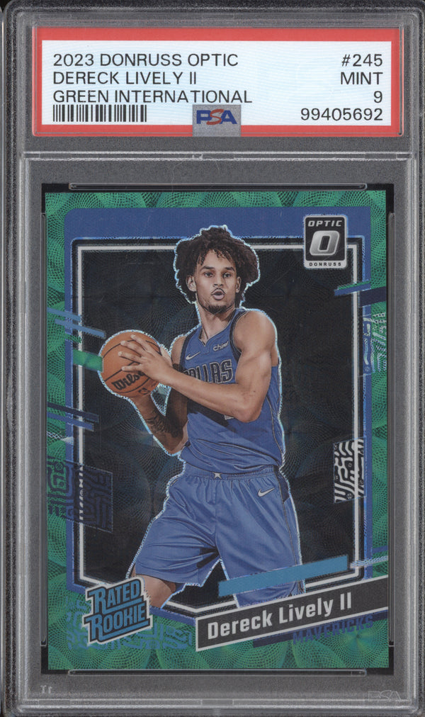 Dereck Lively II 2023-24 Panini Donruss Optic Green International RC 14/65 PSA 9