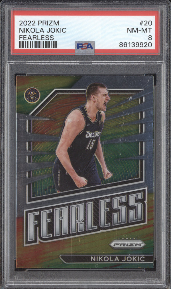 Nikola Jokic 2022-23 Panini Prizm 20 Fearless PSA 8