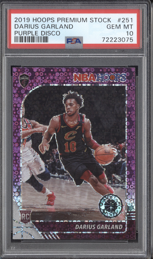 Darius Garland 2019-20 Panini Hoops Premium Stock 251 Purple Disco RC PSA 10