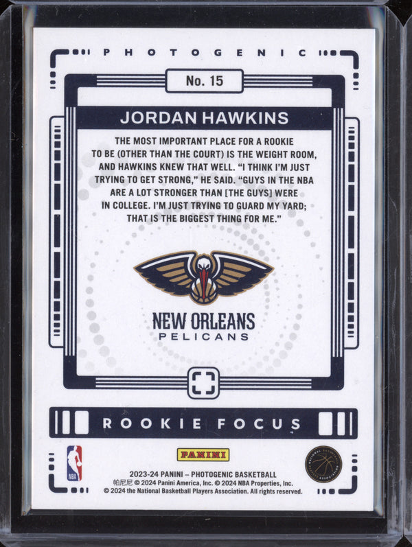 Jordan Hawkins 2023-24 Panini Photogenic 15 Rookie Focus Diamond RC 38/75