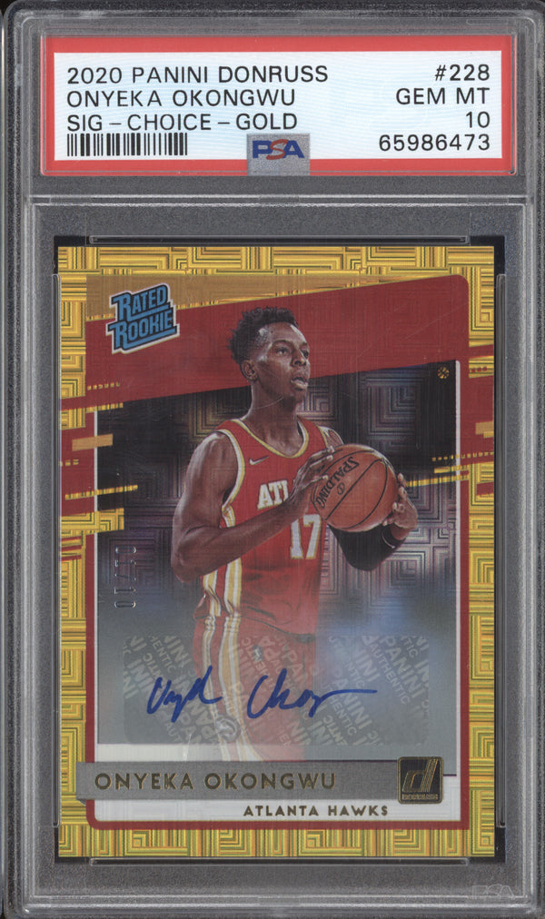 Onyeka Okongwu 2020-21 Panini Donruss 228 Signature Choice Gold RC 1/10 PSA 10