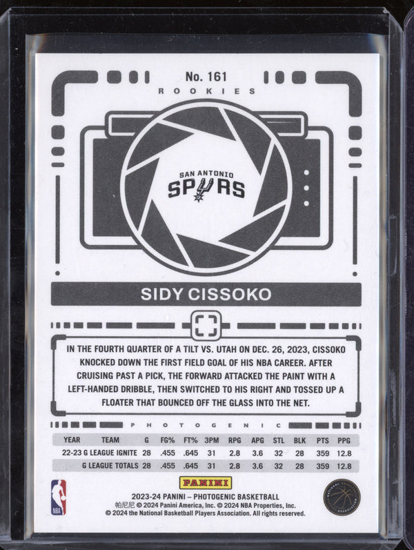 Sidy Cissoko 2023-24 Panini Photogenic 161 Diamond RC 24/75