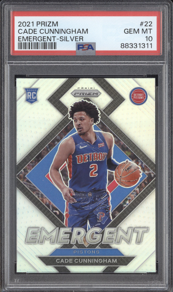 Cade Cunningham 2021-22 Panini Prizm 22 Emergent Silver RC PSA 10