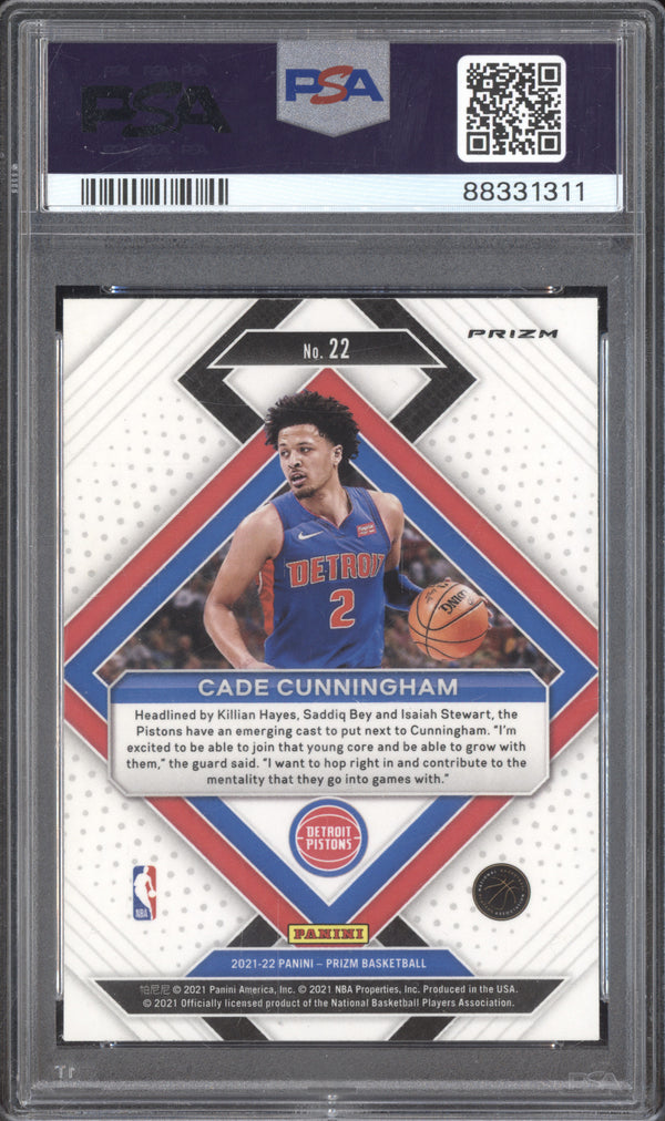 Cade Cunningham 2021-22 Panini Prizm 22 Emergent Silver RC PSA 10