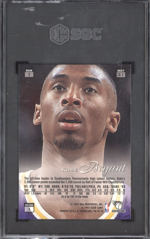 Kobe Bryant 1996-97 Flair Showcase 31 Row 1 SGC 9.5