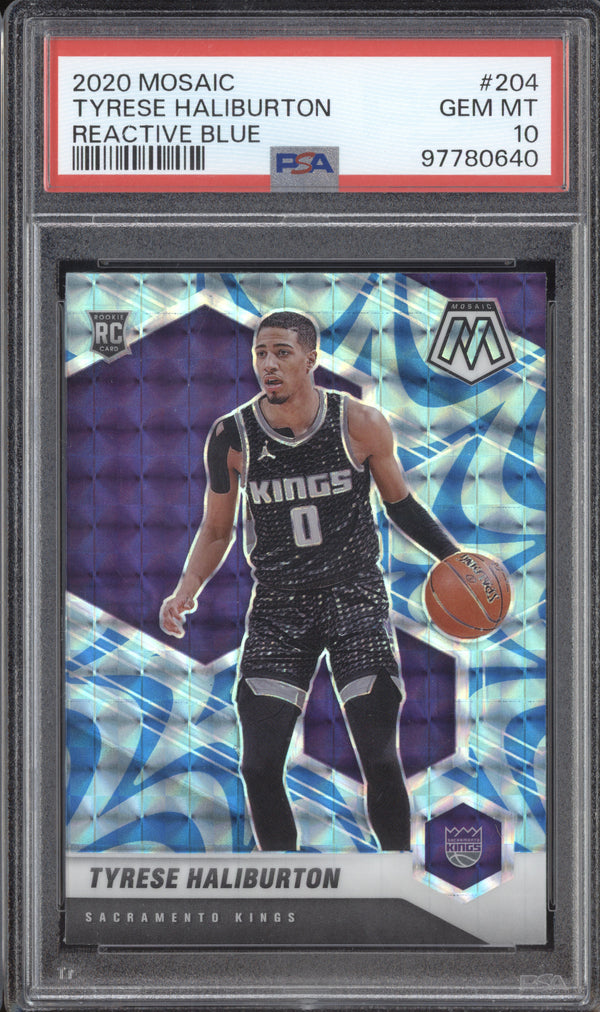 Tyrese Haliburton 2020-21 Panini Mosaic 204 Reactive Blue RC PSA 10