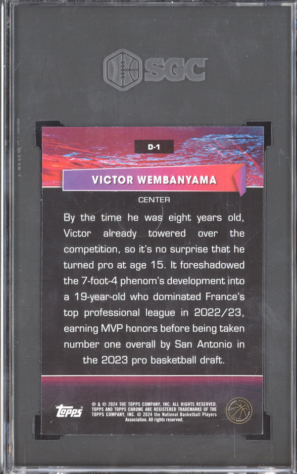 Victor Wembanyama 2023-24 Topps Chrome D-1 Destiny RC SGC 9.5