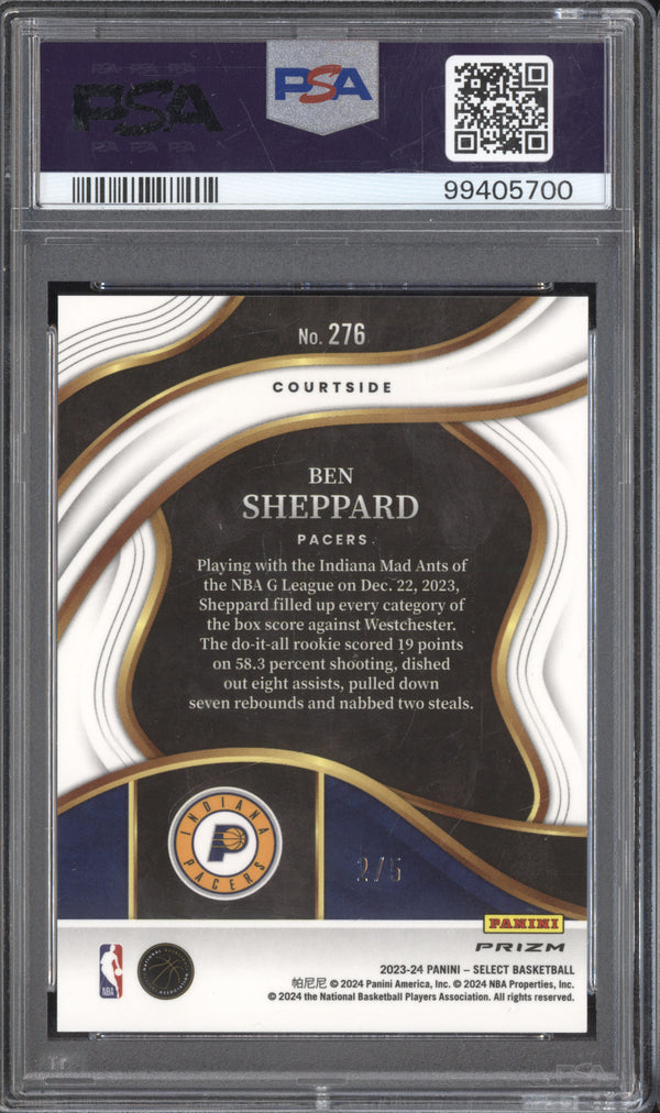 Ben Sheppard 2023-24 Panini Select 276 Green Prizm 2/5 PSA 10