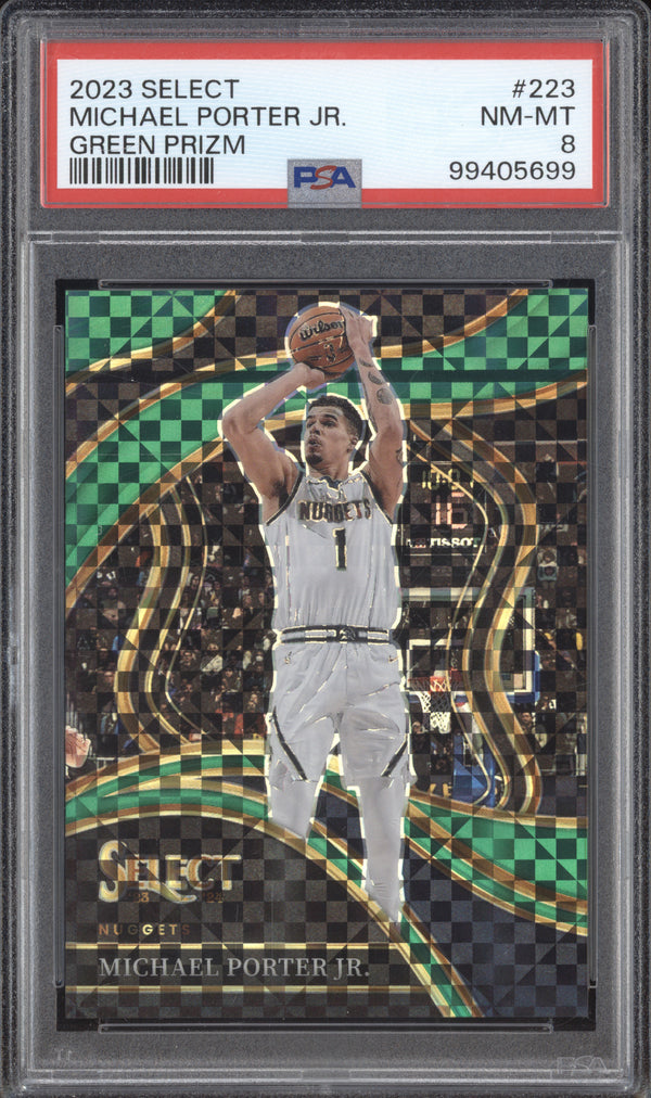 Michael Porter Jr 2023-24 Panini Select 223 Green Prizm RC 3/5 PSA 8