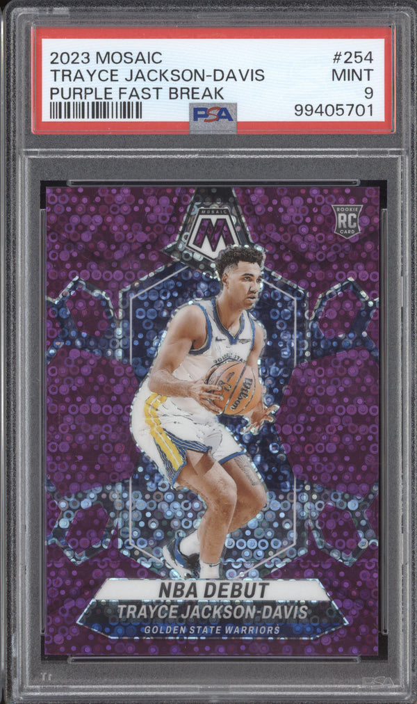 Trayce Jackson-Davis 2023-24 Panini Mosaic 254 Purple Fast Break RC 36/50 PSA 9