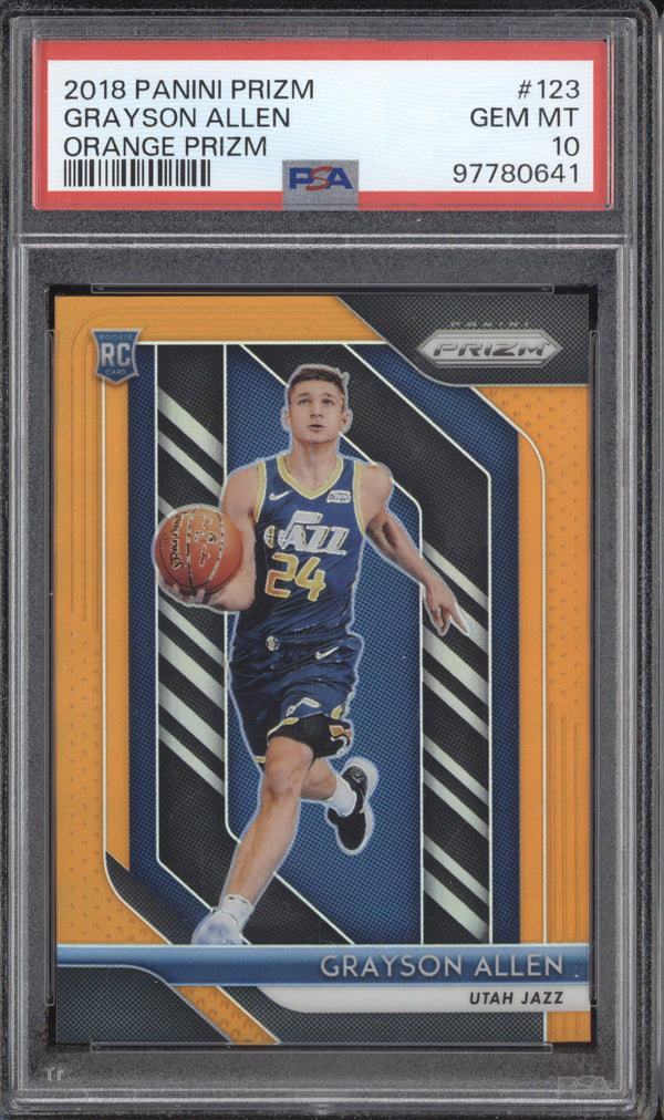 Grayson Allen 2018-19 Panini Prizm 123 Orange RC 33/49 PSA 10