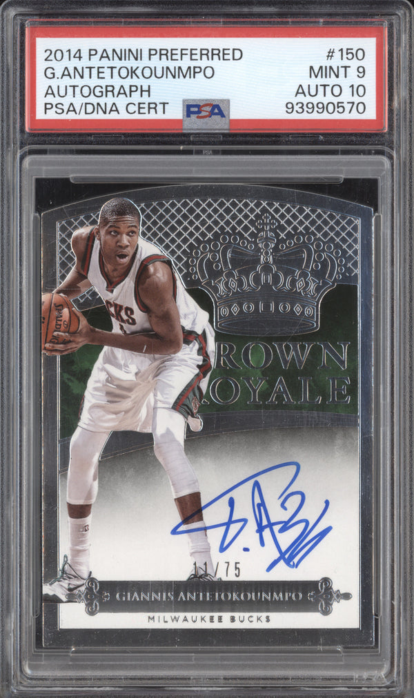 Giannis Antetokounmpo 2014-15 Panini Preferred 150 Autograph 11/75 PSA 9/10