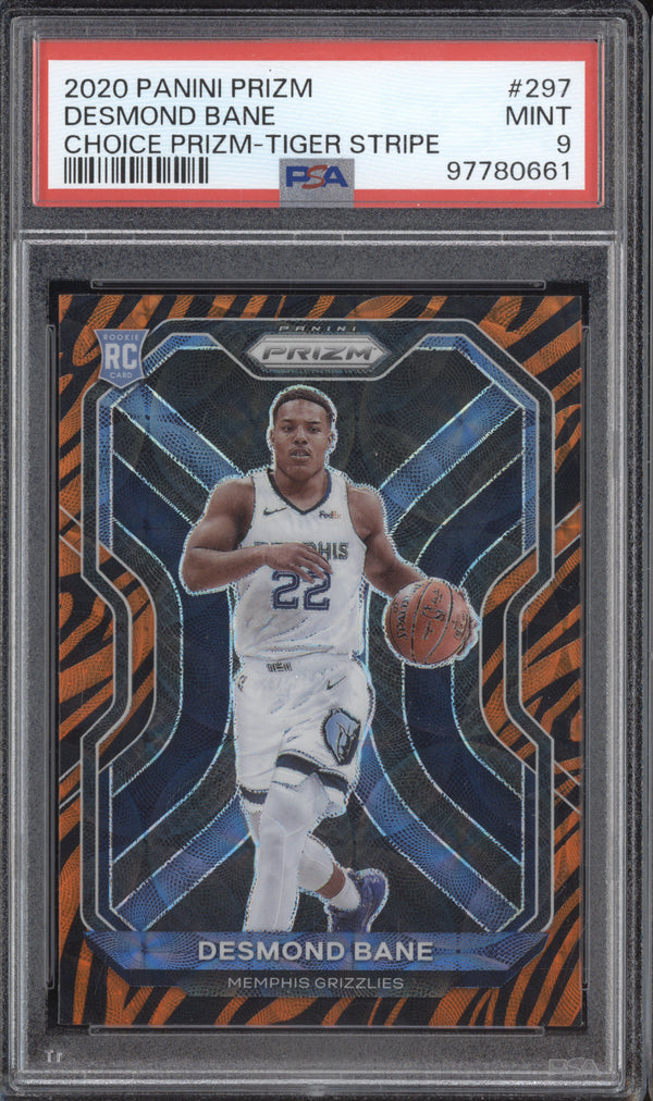 Desmond Bane 2020-21 Panini Prizm 297 Choice Tiger Stripe RC PSA 9