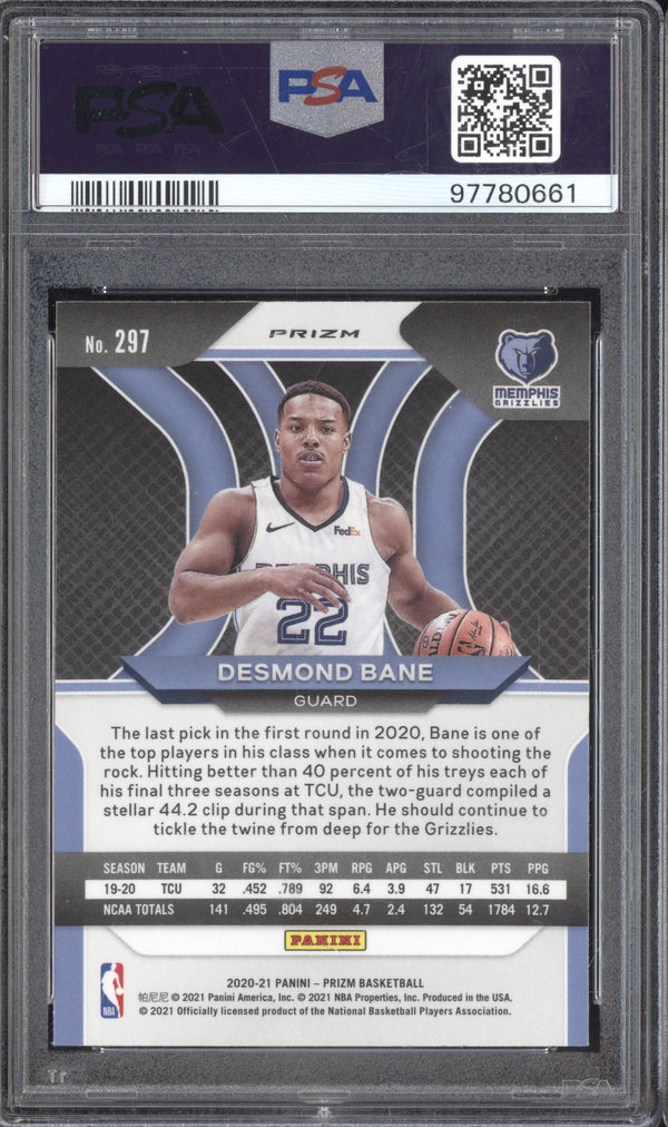 Desmond Bane 2020-21 Panini Prizm 297 Choice Tiger Stripe RC PSA 9