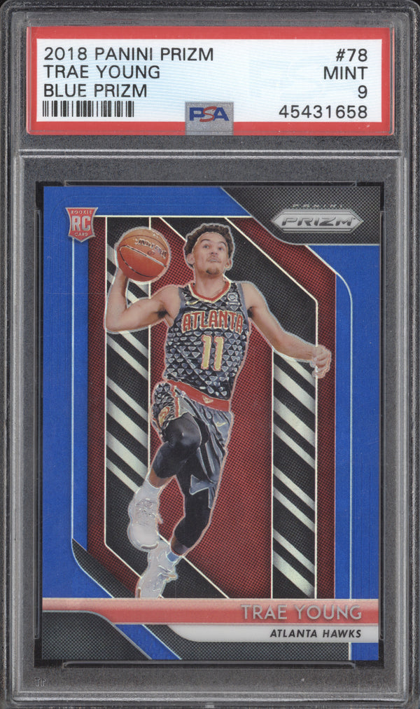 Trae Young 2018-19 Panini Prizm 78 Blue RC 30/199 PSA 9