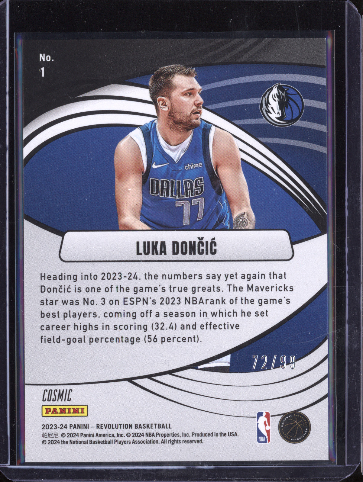 Luka Doncic 2023-24 Panini Revolution 1 Supernova Cosmic 72/99