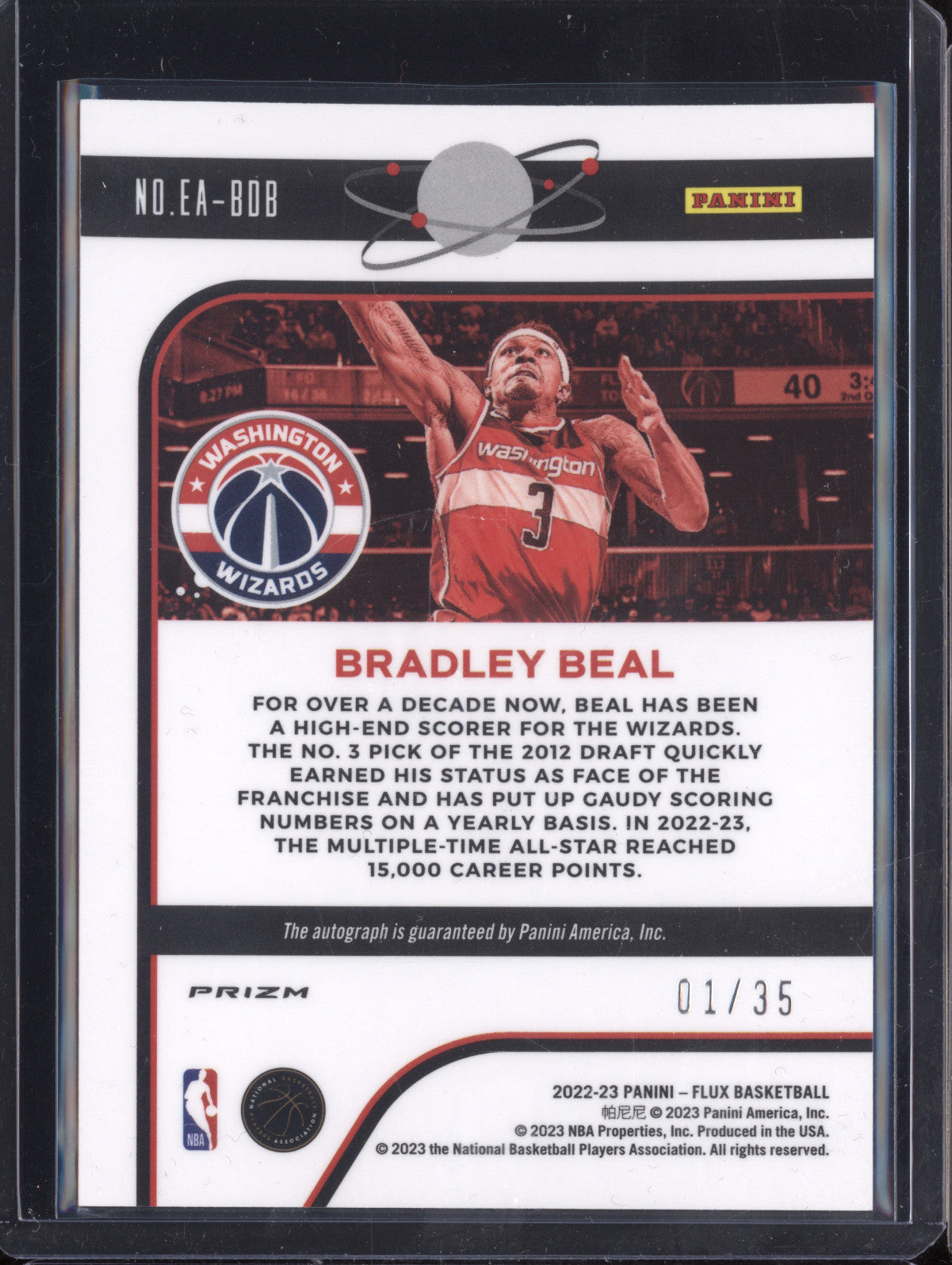 Bradley Beal 2022-23 Panini Flux EA-BDB Equinox Auto Red 1/35