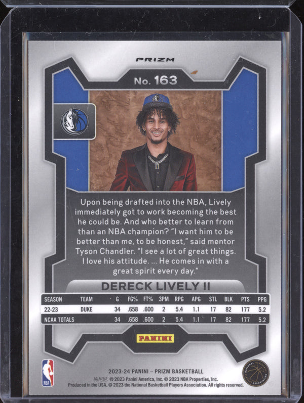 Dereck Lively II 2023-24 Panini Prizm 163 Fast Break Varitation RC