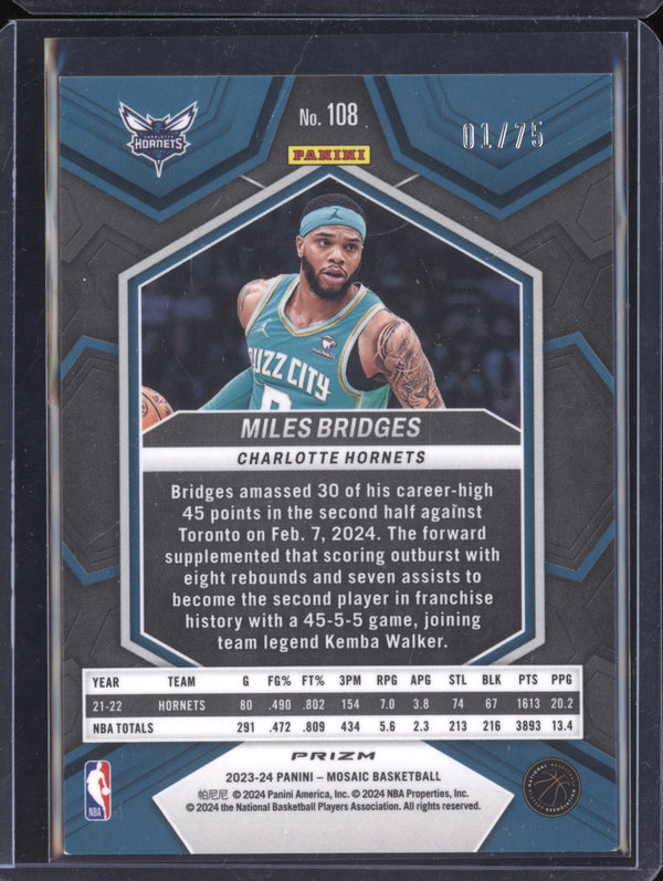 Miles Bridges 2023-24 Panini Mosaic 108 Red Yellow Choice 01/75