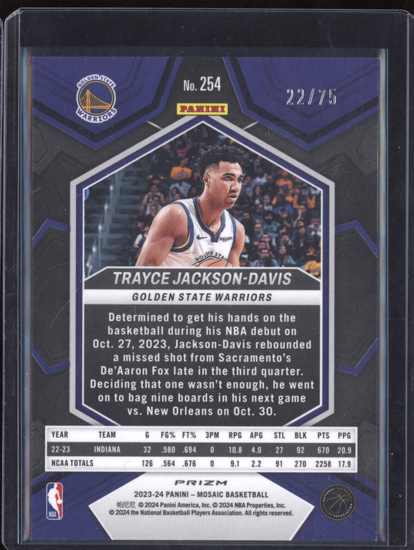 Trayce Jackson-Davis 2023-24 Panini Mosaic 254 Red Yellow Choice Debut RC 22/75