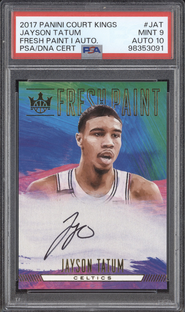 Jayson Tatum 2017-18 Panini Court Kings FP1-JAT Fresh Paint 1 Auto RC PSA 9/10