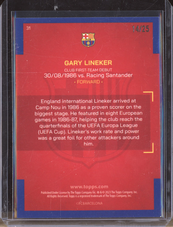 Gary Lineker 2023 Topps Barcelona Team Set 31 Our City 14/25