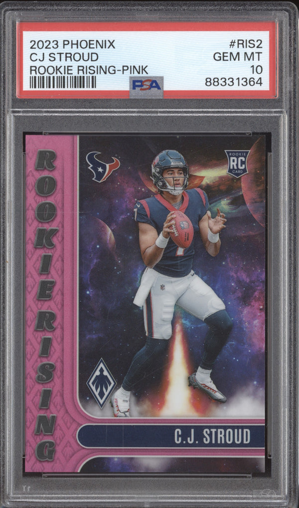 CJ Stroud 2023 Panini Phoenix RIS-2 Rookie Rising Pink RC 67/175 PSA 10