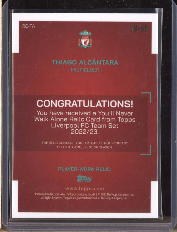 Thiago Alcantara 2023 Topps Liverpool Team Set RE-TA YNWA Relic 38/99