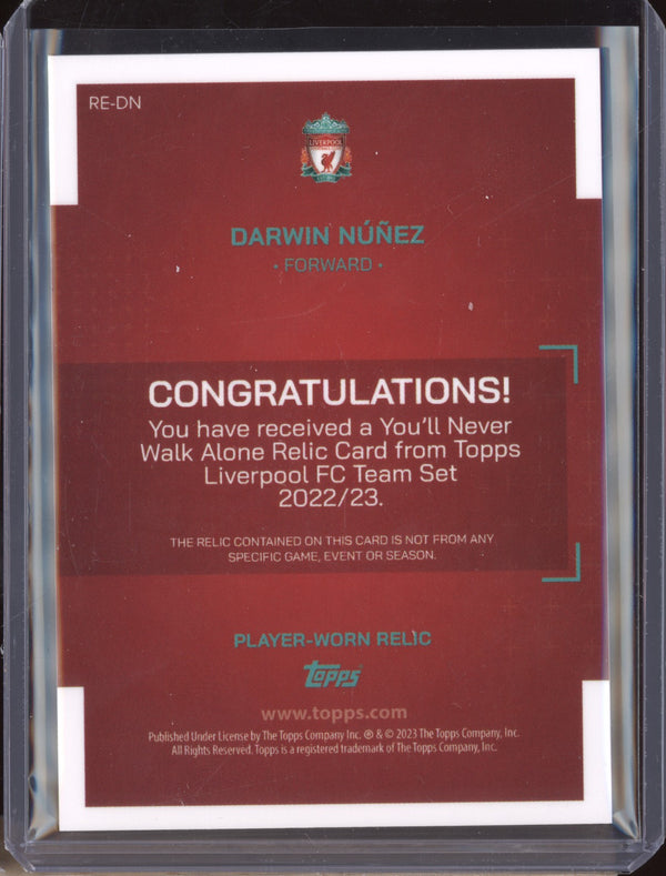 Darwin Nunez 2023 Topps Liverpool Team Set RE-DN YNWA Relic