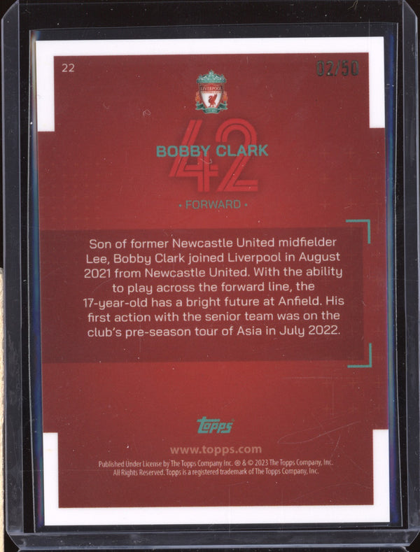 Bobby Clark 2023 Topps Liverpool Team Set 22 Gold RC *2/50