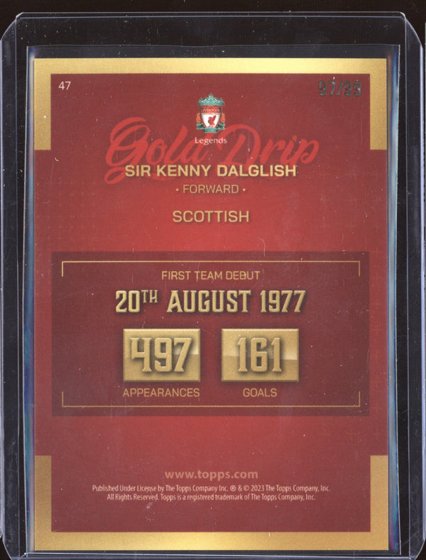 Sir Kenny Dalglish 2023 Topps Liverpool Team Set 47 Gold Drip Pink 97/99