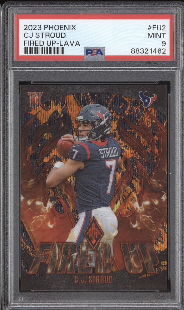 CJ Stroud 2023 Panini Phoenix FU-2 Fired Up Lava RC 72/150 PSA 9