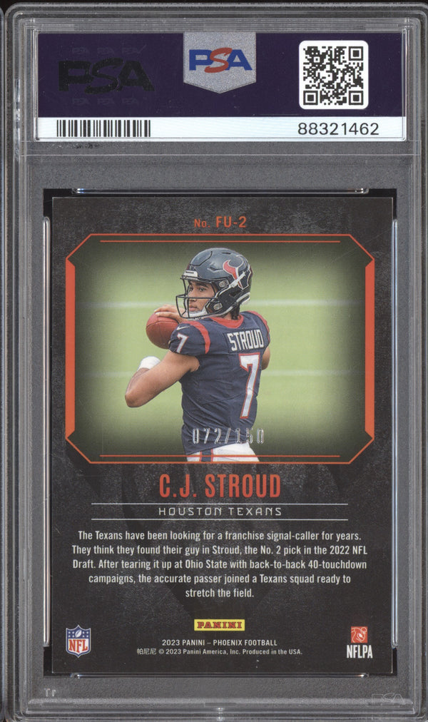 CJ Stroud 2023 Panini Phoenix FU-2 Fired Up Lava RC 72/150 PSA 9