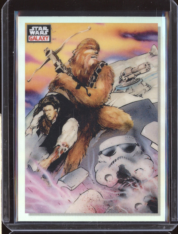 Embattled Han & Chewie 2023 Topps Chrome Star Wars Galaxy 21 Refractor