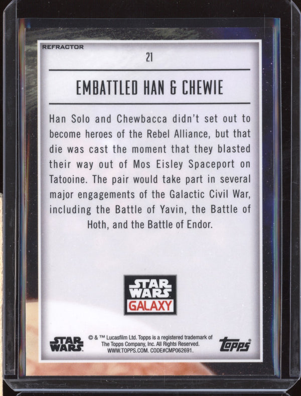 Embattled Han & Chewie 2023 Topps Chrome Star Wars Galaxy 21 Refractor