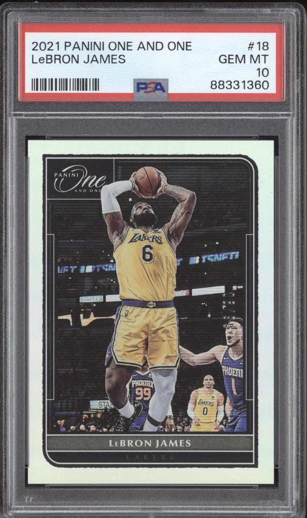 Lebron James 2021-22 Panini One and One 18 Jersey Numbered 6/99 PSA 10