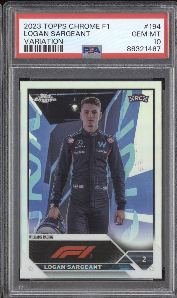 Logan Sargeant 2023 Topps Chrome F1 194 Image Variation RC PSA 10