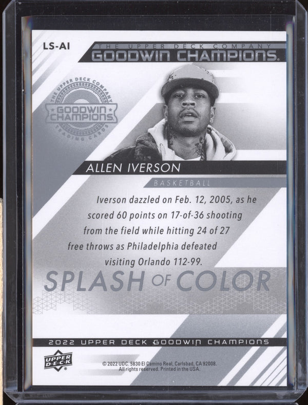 Allen Iverson 2022 Upper Deck Goodwin Champions LS-AI Splash of Color