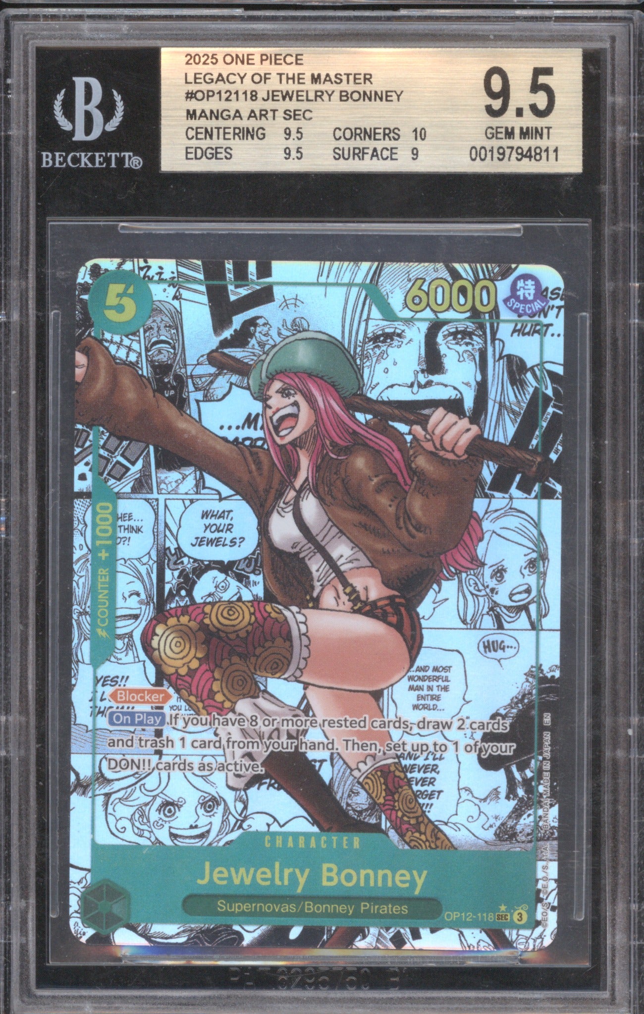 Jewelry Bonney 2025 Bandai Legacy of the Master #OP12-118 SEC BGS 9.5