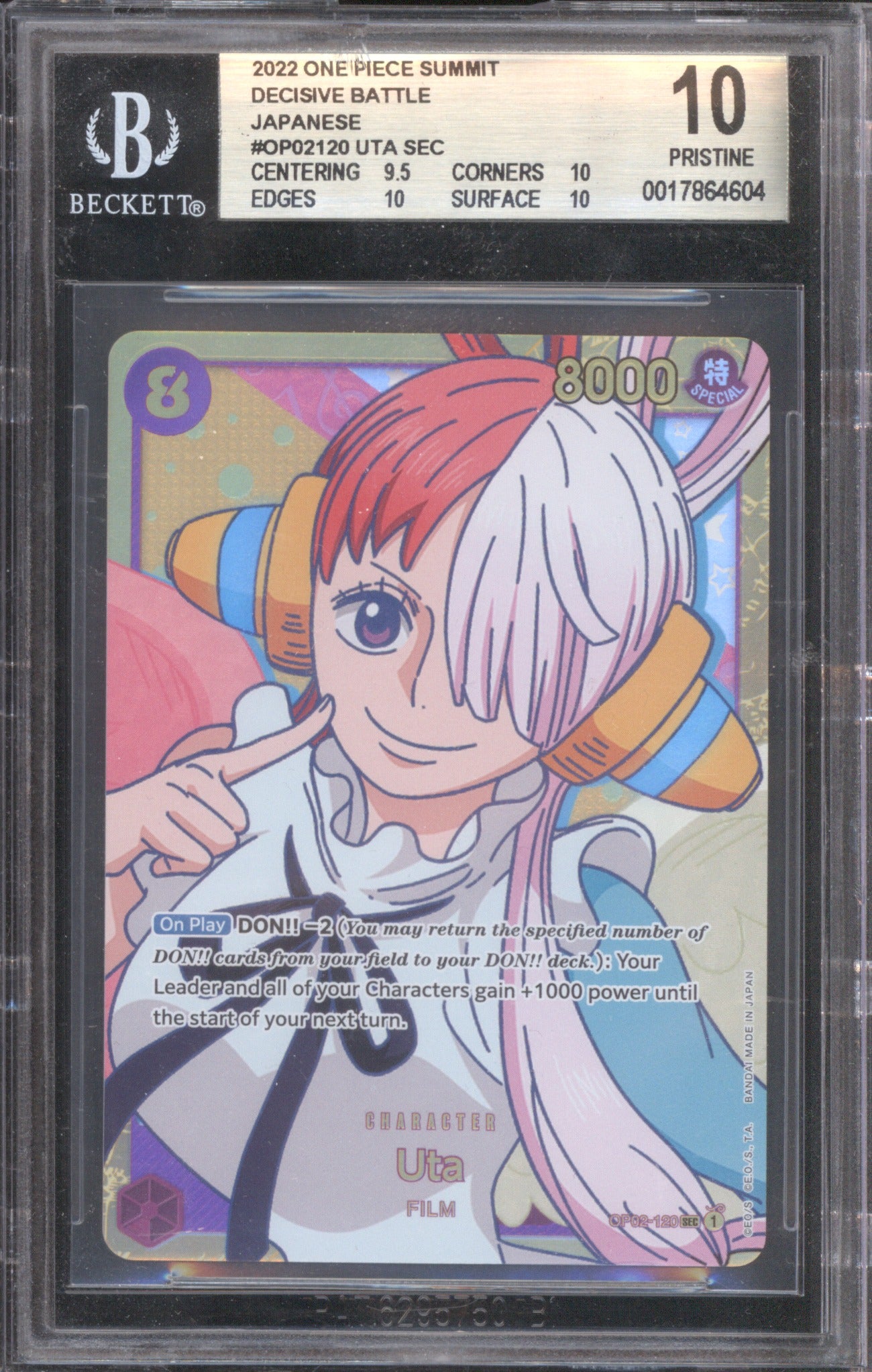 Decisive Battle 2022 Bandai One Piece Summit Uta #OP02-120 SEC Secret BGS 10