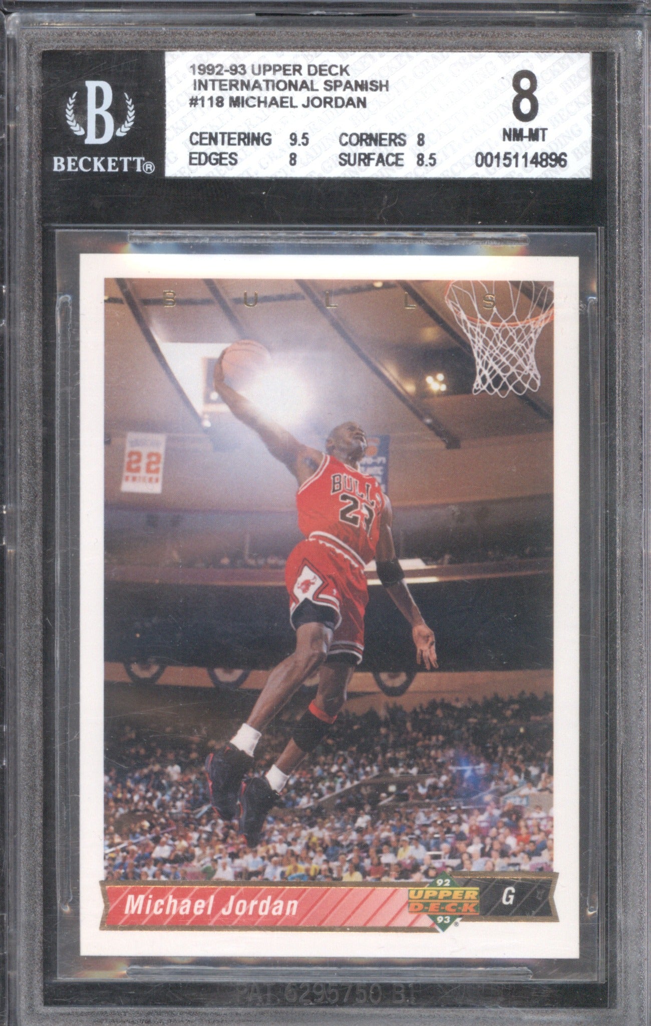 Michael Jordan 1992 Upper Deck 1992-93 International Spanish #118 BGS 8