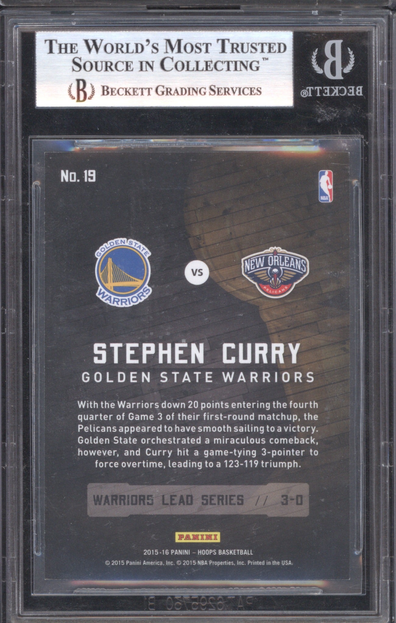 Stephen Curry 2015 Panini NBA Hoops #19 Road to the Finals /2015 BGS 8.5